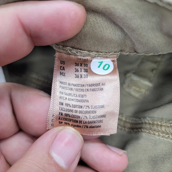 American Eagle Outfitters Pants Mens 36x30 Beige Flex Slim Khaki Chino Stretch - Picture 14 of 15